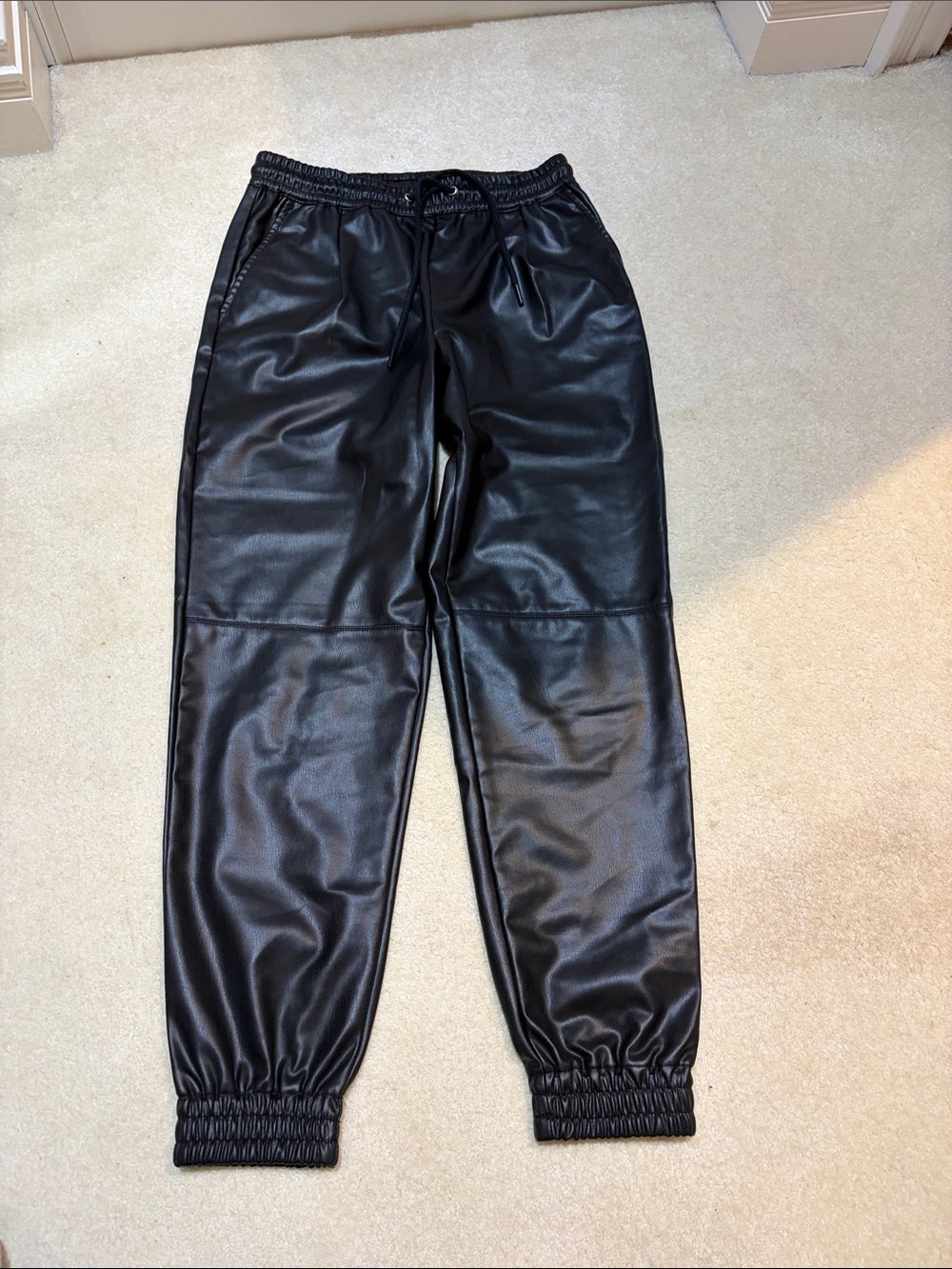 ZARA black  Faux Leather Jogger Pants